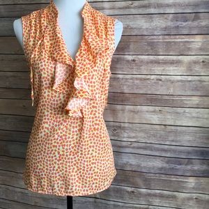 Orange & Yellow Print Ruffled Blouse